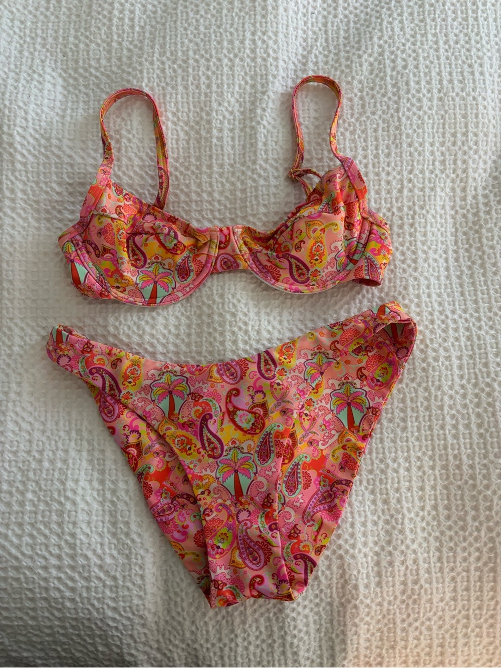 Kulani Kinis Pink Paisley Palm Print Bikini